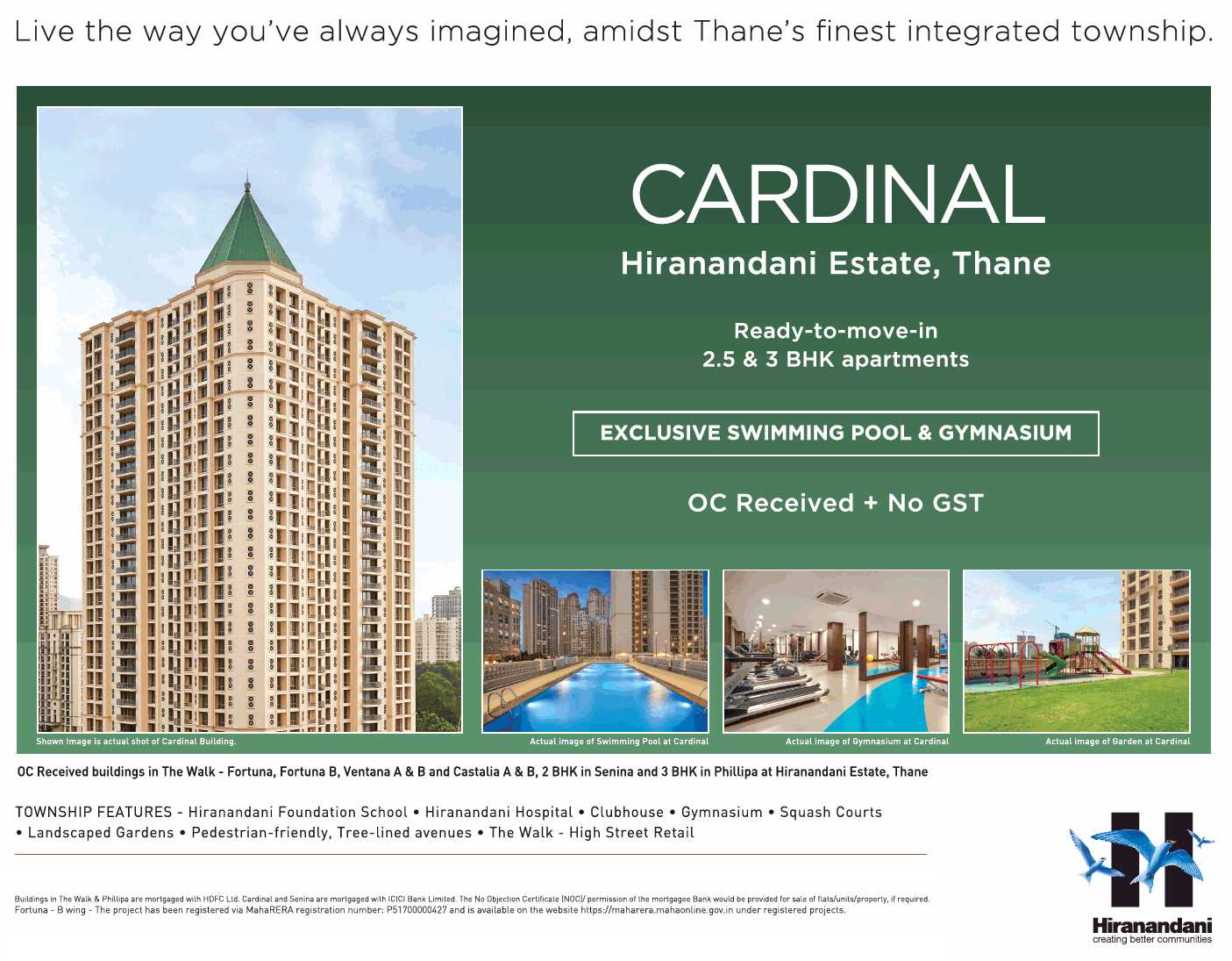 Book ready to move-in 2.5 & 3 BHK apartments at Hiranandani Estate Cardinal in Mumbai